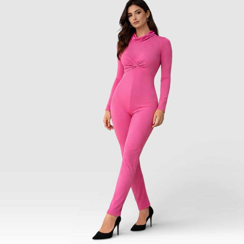 SER.O.YA Pink Catsuit Jumpsuit Stretch Bodysuit Barbiecore Size S